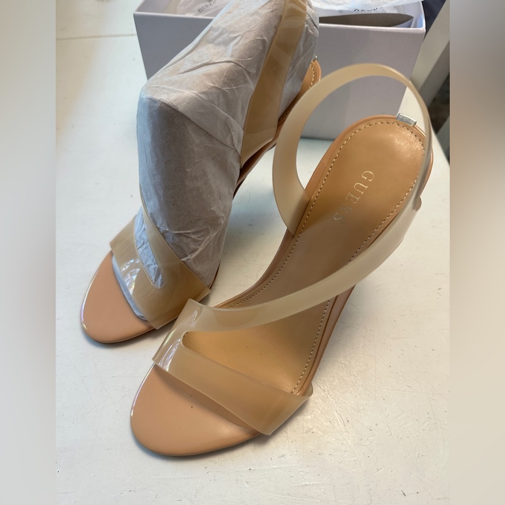 Brand new Guess sheer beige high heels size 7